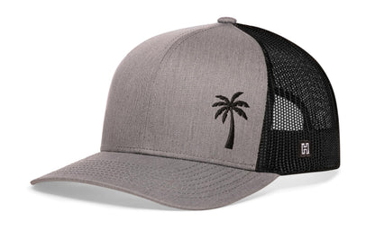 Palm Tree Trucker Haka Hat Gray-Black Island Snapback