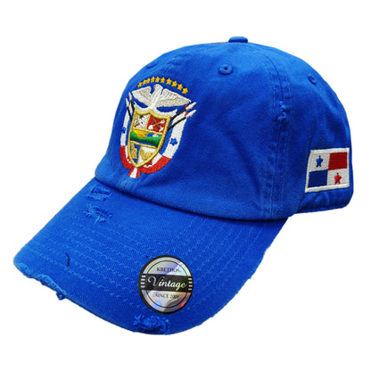 Vintage Panama Hats with Embroidered Panama Shield and Flag
