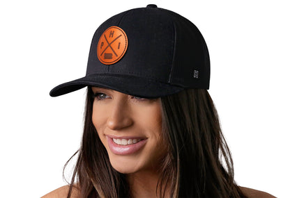 Philadelphia Trucker Leather Haka Hat Black PHI X Snapback