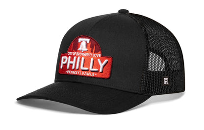 Philly City of Brotherly Love Trucker Haka Hat Black Cityscape Snapback