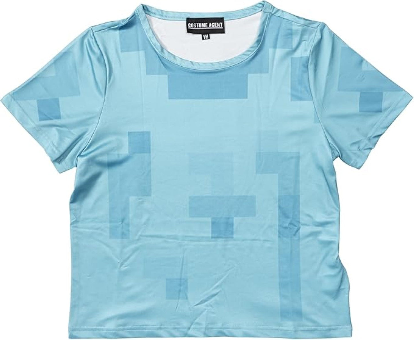 Pixelated Blocks Youth Halloween Costume T-Shirt Big Pixel Style Cosplay Top for Kids Blue or Green