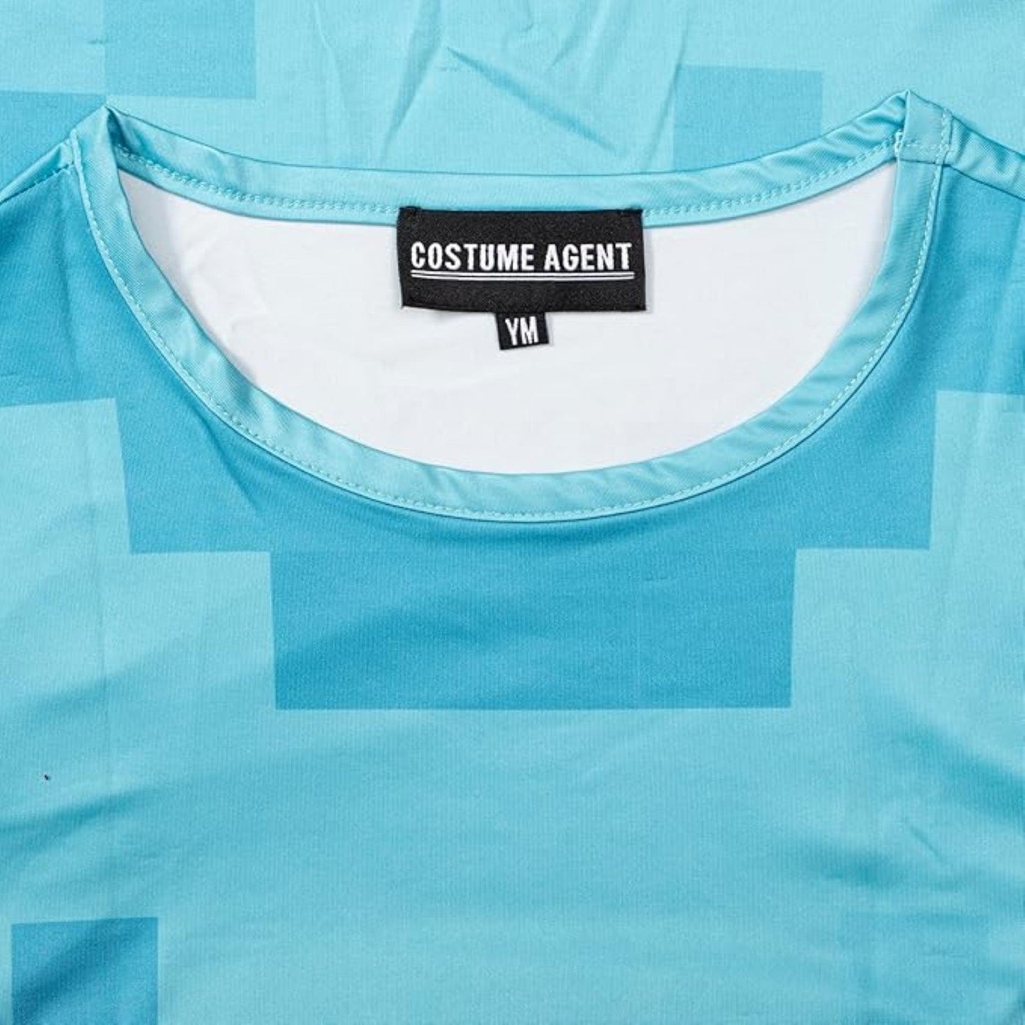 Pixelated Blocks Youth Halloween Costume T-Shirt Big Pixel Style Cosplay Top for Kids Blue or Green