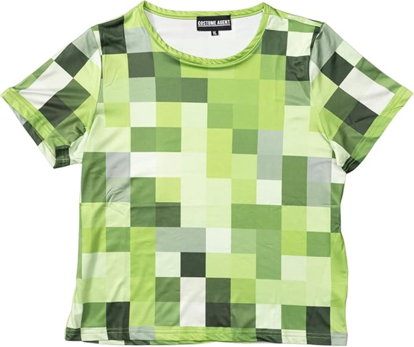 Pixelated Blocks Youth Halloween Costume T-Shirt Big Pixel Style Cosplay Top for Kids Blue or Green