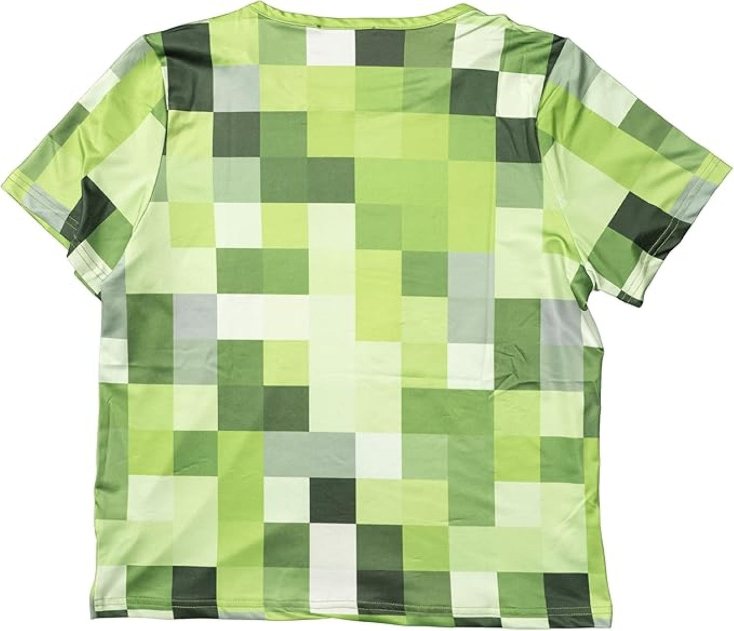 Pixelated Blocks Youth Halloween Costume T-Shirt Big Pixel Style Cosplay Top for Kids Blue or Green
