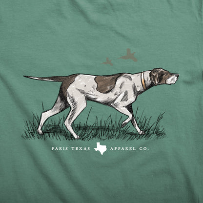Paris Texas Apparel Co. Pointer Hunting Dog Pocket Mens T Shirt Pine