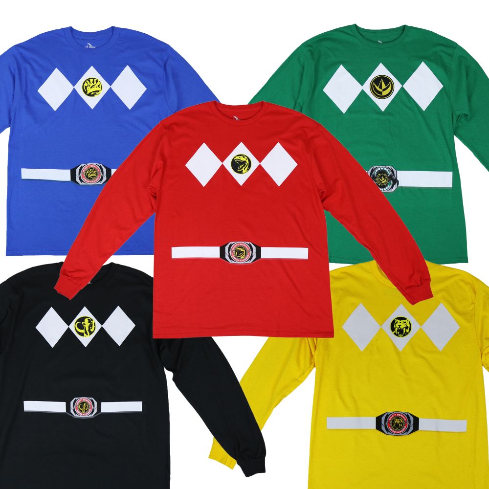 The Power Rangers Long Sleeve Costume T Shirt and Gloves