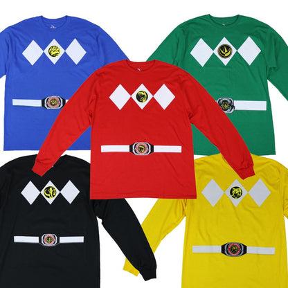 The Power Rangers Long Sleeve Costume T Shirt and Gloves