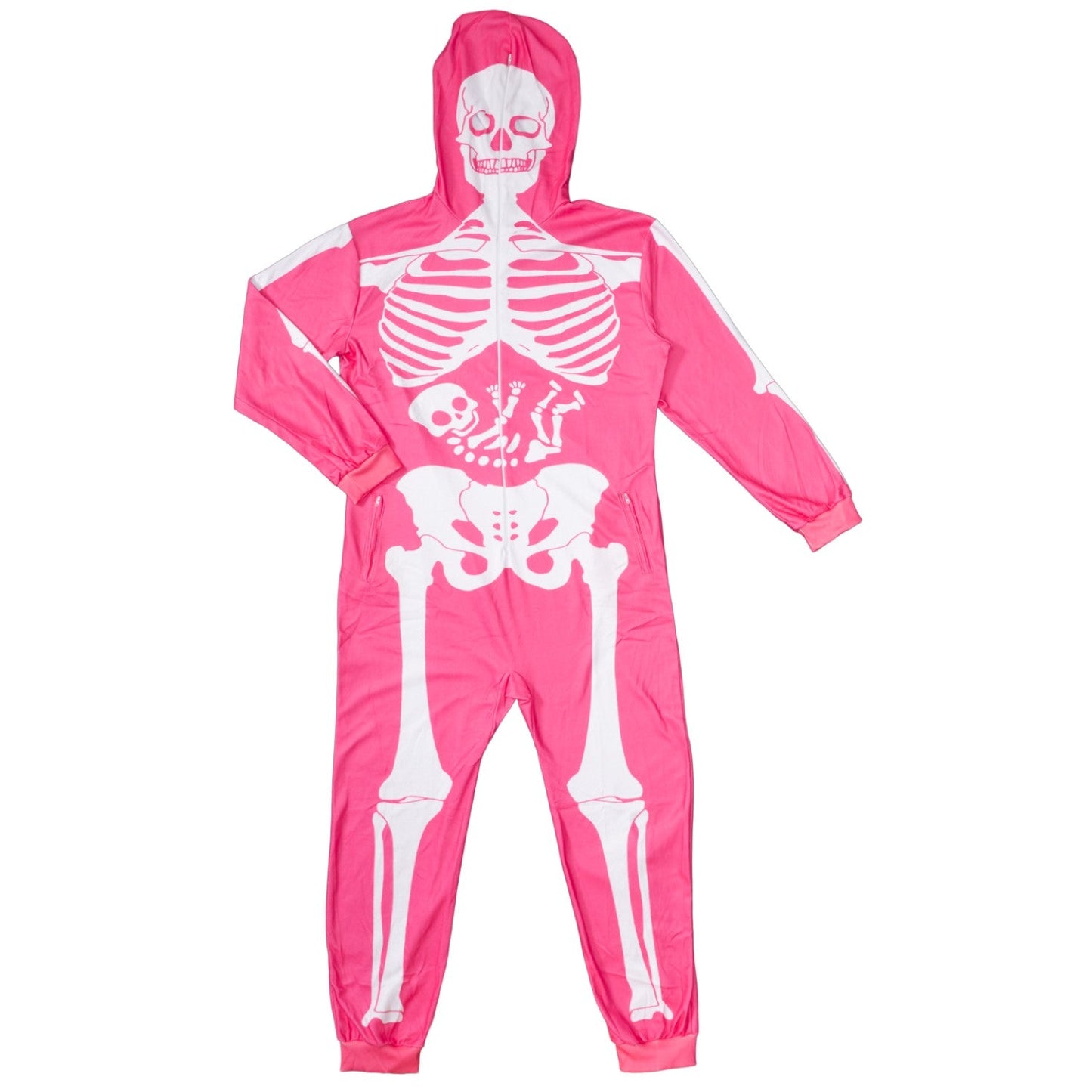 Women's Pink Skeleton Halloween Costume Cosplay Jumpsuit (With Mask)