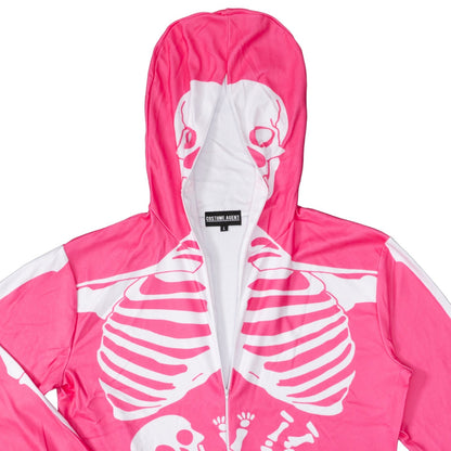 Women's Pink Skeleton Halloween Costume Cosplay Jumpsuit (With Mask)