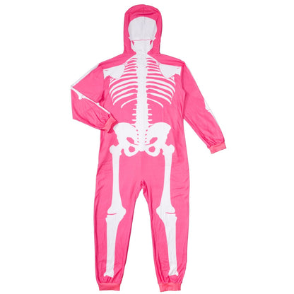 Women's Pink Skeleton Halloween Costume Cosplay Jumpsuit (With Mask)