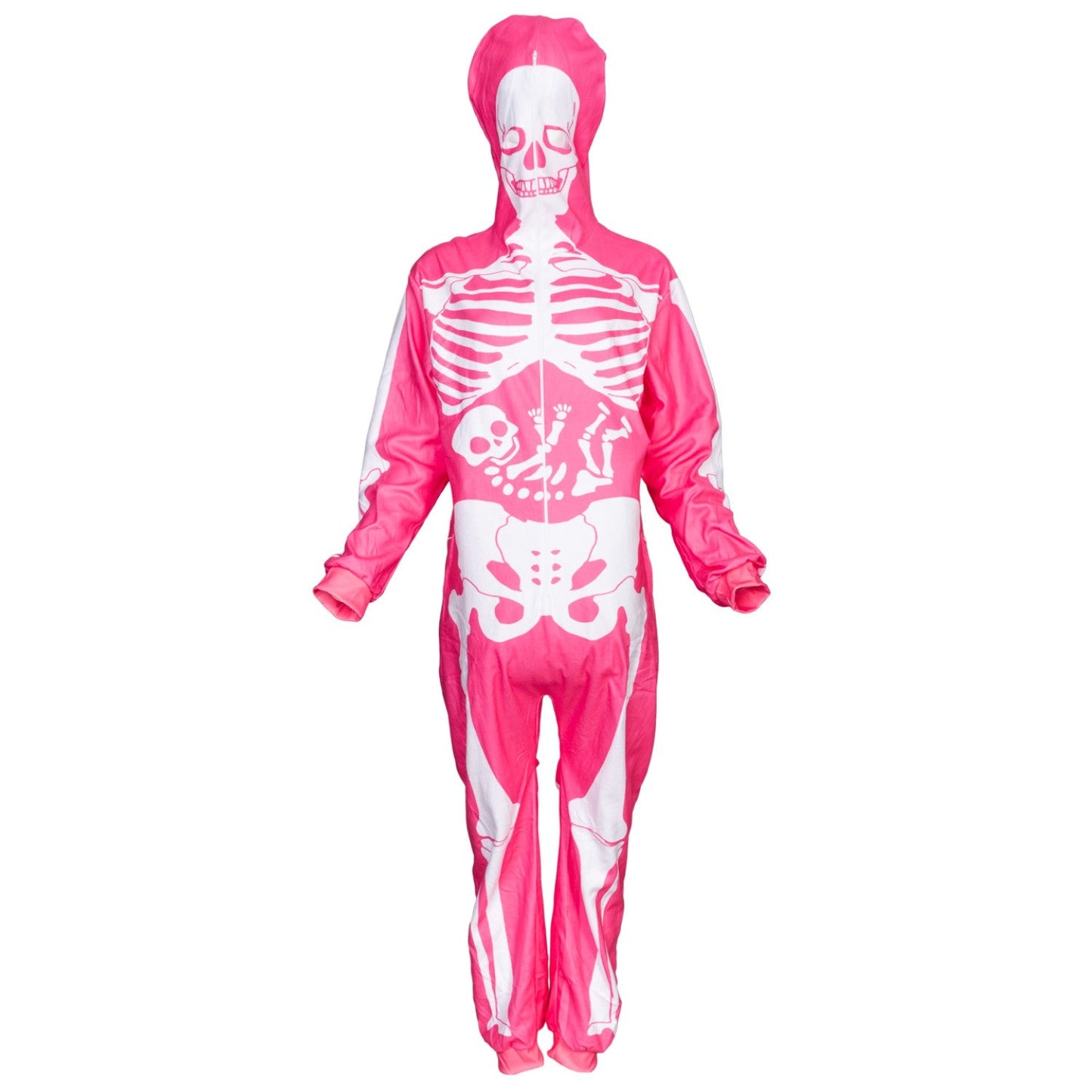 Women's Pink Skeleton Halloween Costume Cosplay Jumpsuit (With Mask)