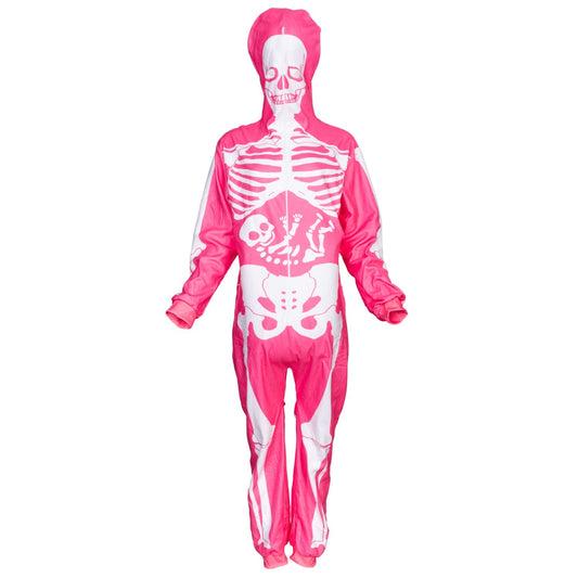 Women's Pink Skeleton Halloween Costume Cosplay Jumpsuit (With Mask)