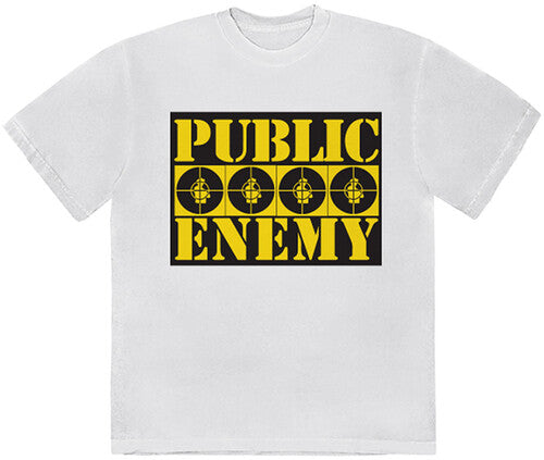Public Enemy Public Enemy 4 Logos White Unisex Short Sleeve T-shirt (2XL) Mens T Shirt