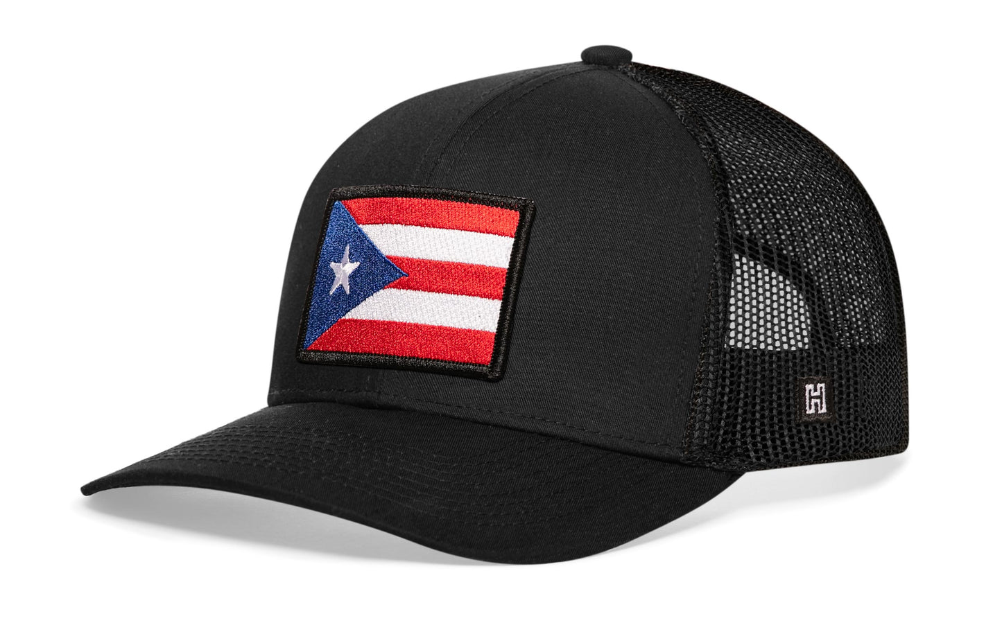 Puerto Rico Flag Trucker Haka Hat Black PR Snapback