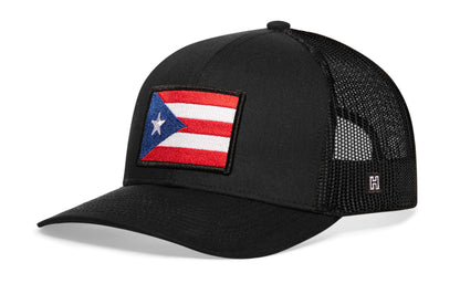 Puerto Rico Flag Trucker Haka Hat Black PR Snapback