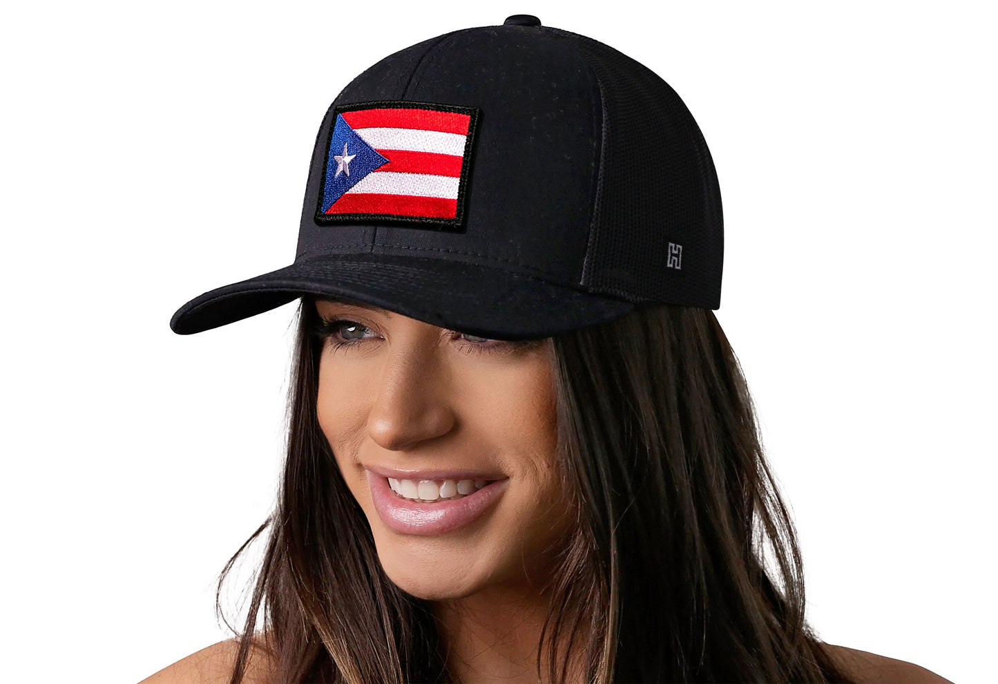 Puerto Rico Flag Trucker Haka Hat Black PR Snapback
