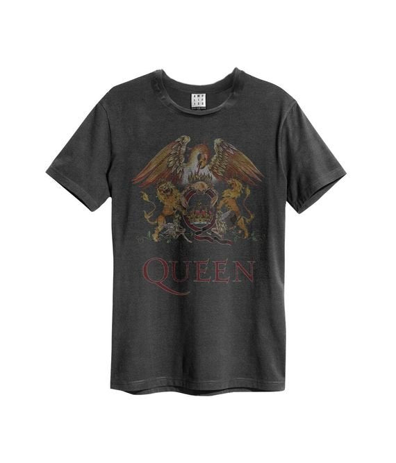 Queen Colour Crest Vintage T-Shirt (Charcoal) Mens T Shirt