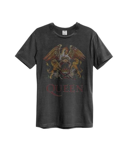 Queen Colour Crest Vintage T-Shirt (Charcoal) Mens T Shirt