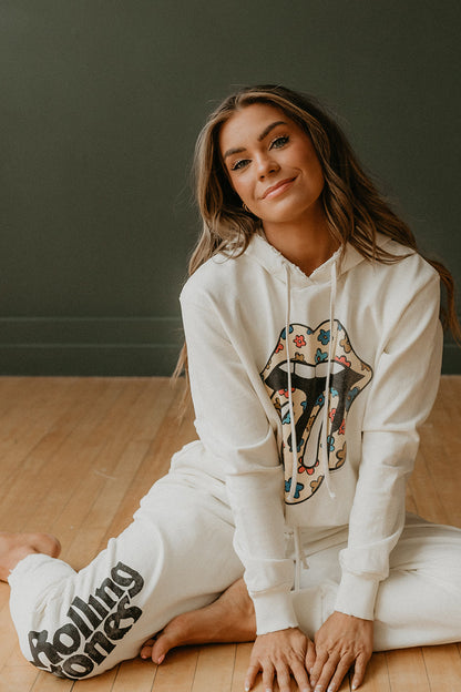 Rolling Stones Flower Power Pants Womens Sweatpants White