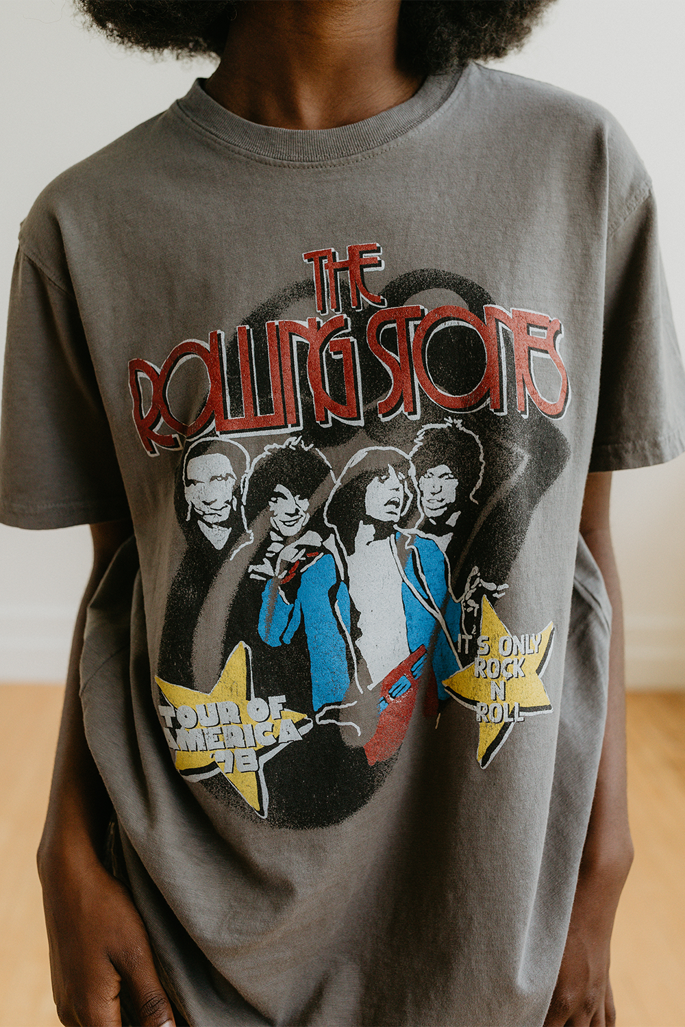 Rolling Stones Tour of America 78 Womens Tee T Shirt Charcoal Grey