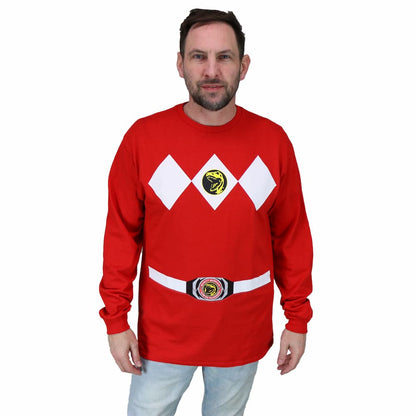 The Power Rangers Long Sleeve Costume T Shirt and Gloves