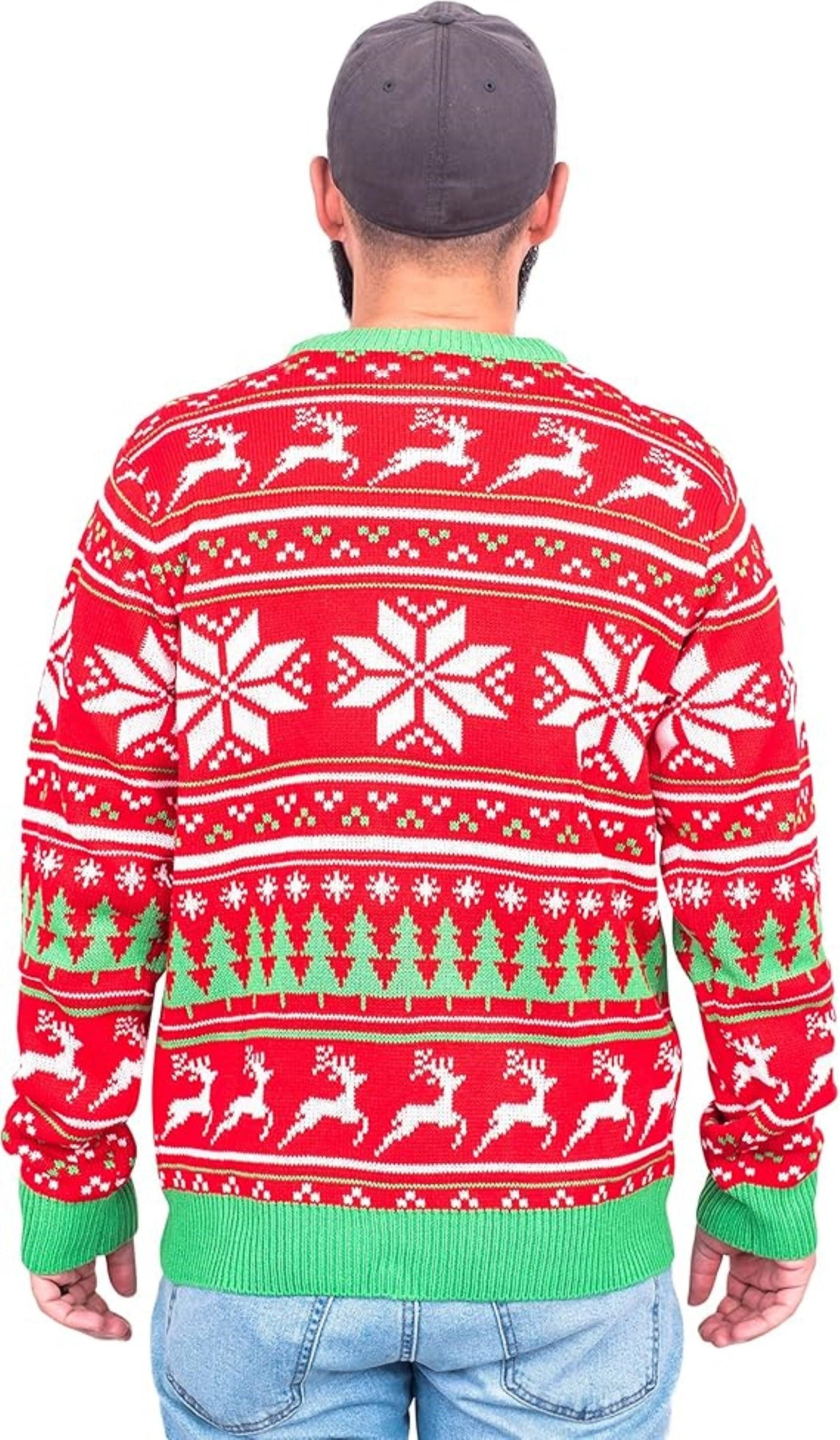 Reindeer Trophy Head 3D LED Lights Adult Unisex Ugly Christmas Sweater