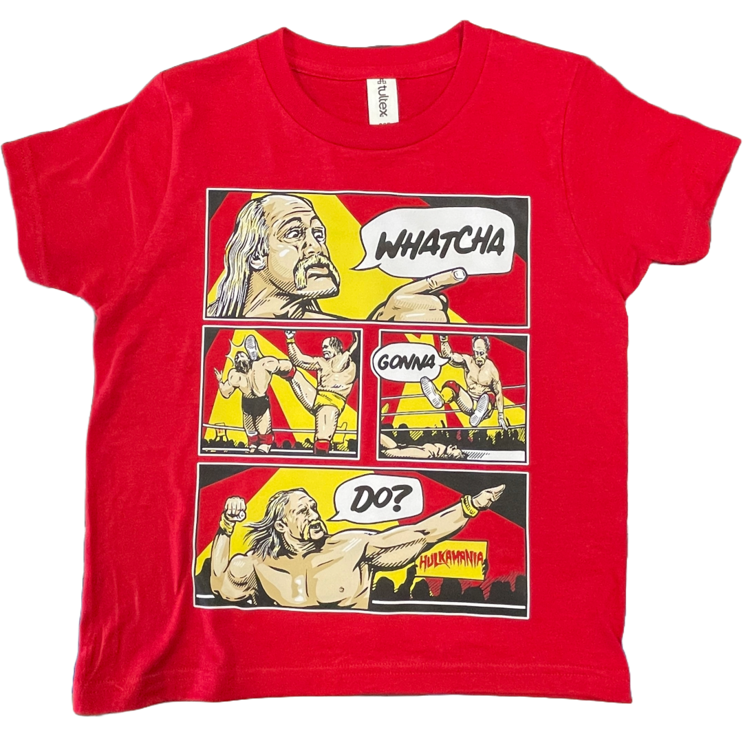 Hulk Hogan Comic Youth Kids T Shirt Red