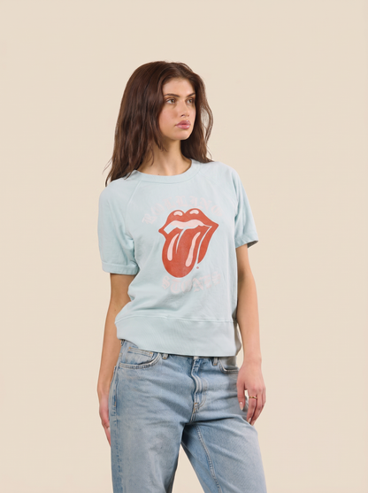 The Rolling Stones Old English Raglan Womens Shirt Light Blue