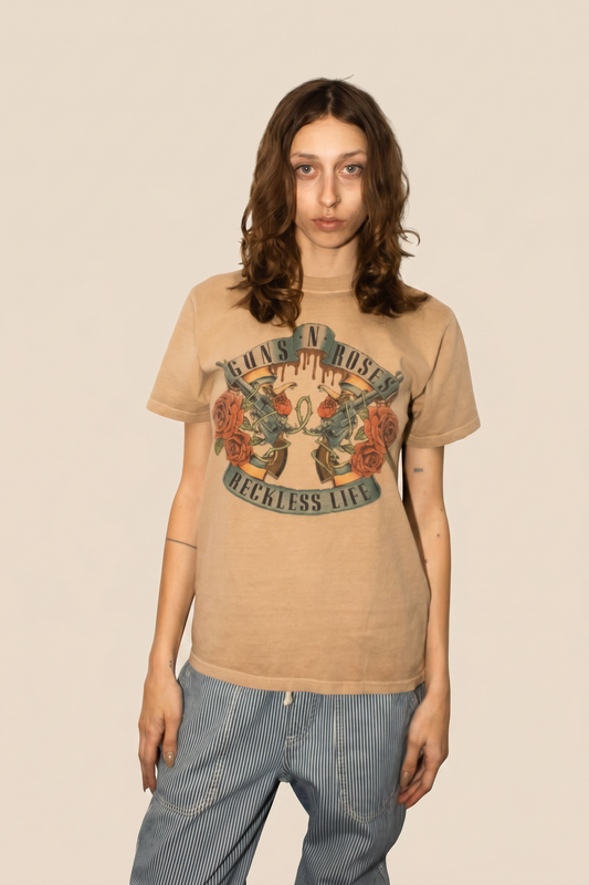 Guns N Roses Reckless Womens Tee T Shirt Tan