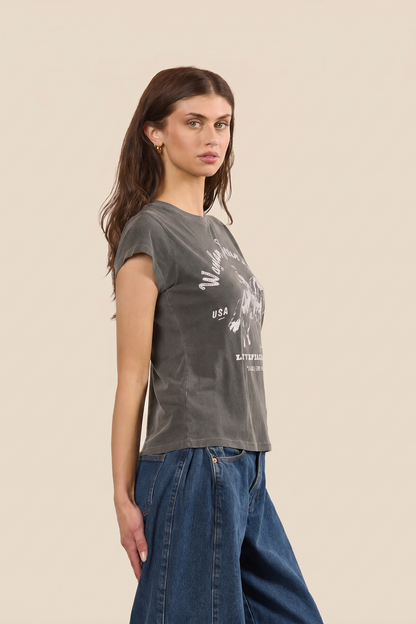 Waylon Jennings Fitted Baby Tee Womens T Shirt Vintage Black