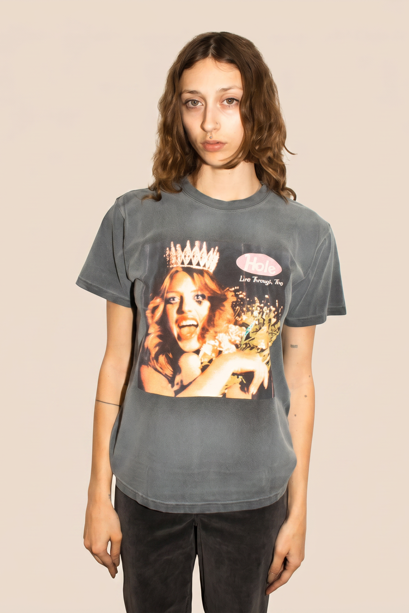 Hole Live Through This Unisex Tee T Shirt Grey