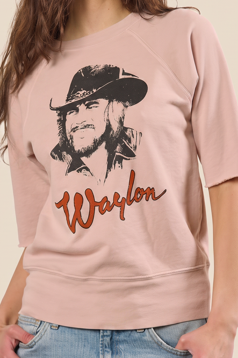 Waylon Jennings Raglan Womens Shirt Pink