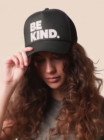 Be Kind Trucker Hat Ball Cap Black