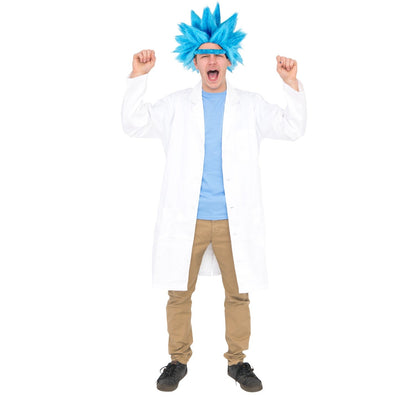 Adult Deluxe Ricky Sanchez Blue Wig and Eyebrow Halloween Costume Cosplay Accessory