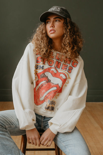 Rolling Stones 1994 Voodoo Lounge Womens Crewneck Sweatshirt Ivory