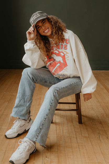 Rolling Stones 1994 Voodoo Lounge Womens Crewneck Sweatshirt Ivory