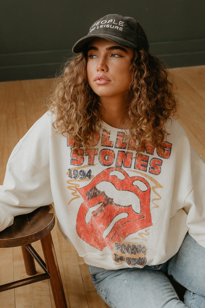 Rolling Stones 1994 Voodoo Lounge Womens Crewneck Sweatshirt Ivory