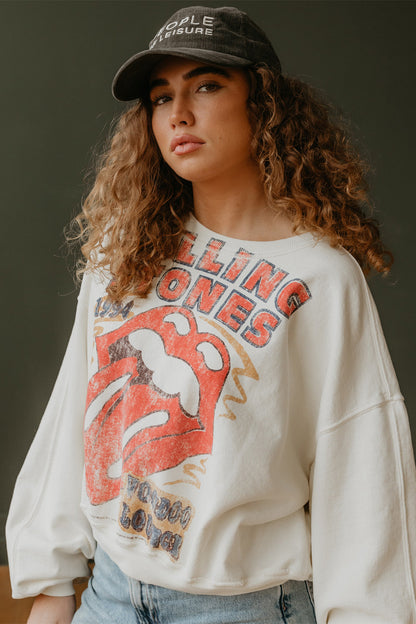 Rolling Stones 1994 Voodoo Lounge Womens Crewneck Sweatshirt Ivory