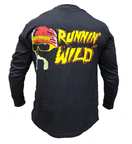 Hulk Hogan Hulkamania Runnin Wild Mens Long Sleeve T Shirt Black