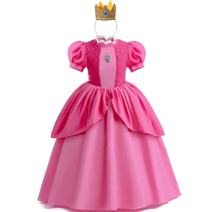 New Baby Girls Queen Peach Princess Dress Kids Cosplay Costume