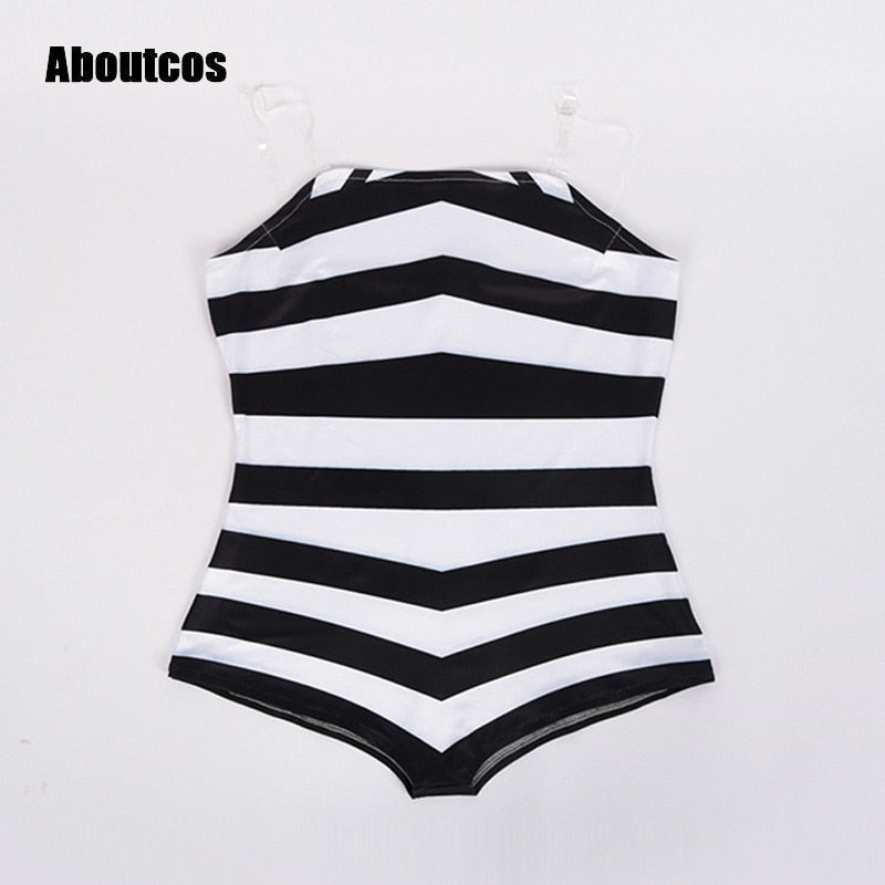 Striped Swimsuit Barbiee Cosplay Costume for Halloween