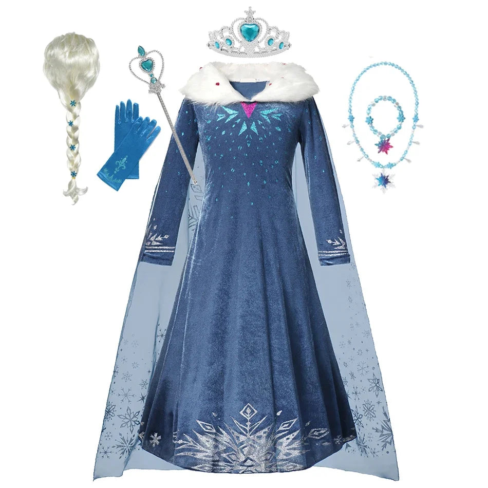 Disney Frozen Princess Elsa Dress Girl Cosplay Costume