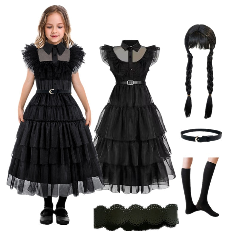 Wednesday Addams Cosplay Costume for Teens