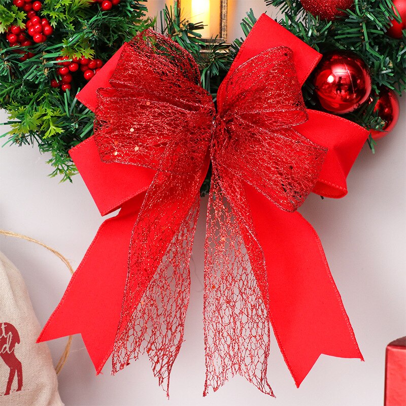 Elegant Red Christmas Wreath Champagne Gold Christmas Wreath Window Door Wall Ornament Decorations Home Halloween Decor Gifts