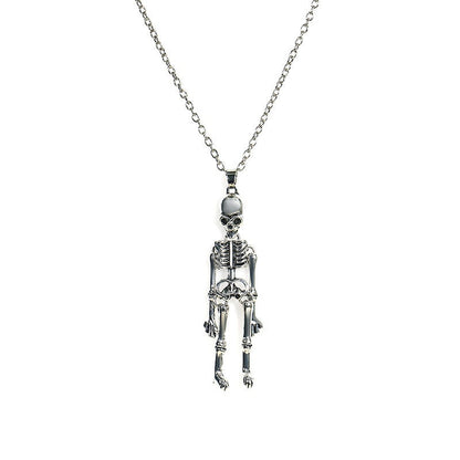 Metal Pumpkin Skeleton Skull Necklace
