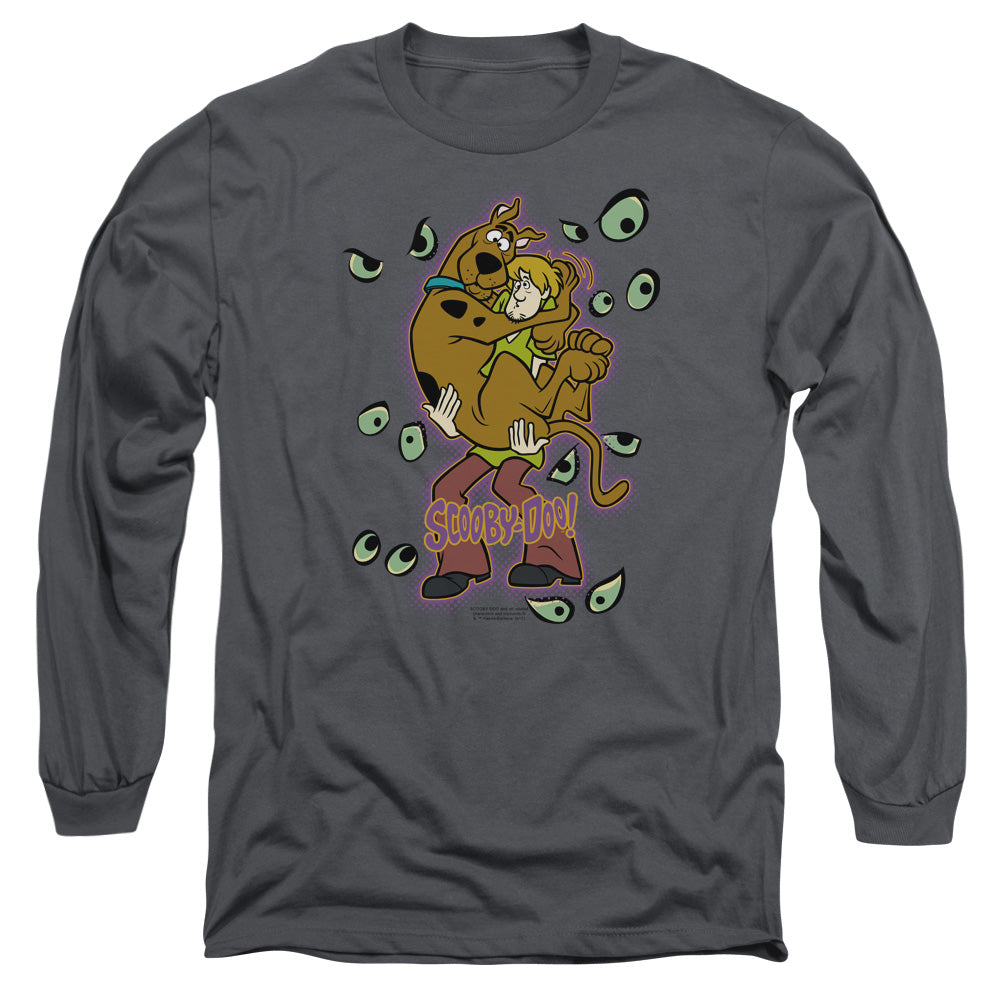 Scooby Doo Being Watched Mens Long Sleeve Shirt Charcoal