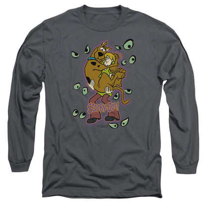 Scooby Doo Being Watched Mens Long Sleeve Shirt Charcoal