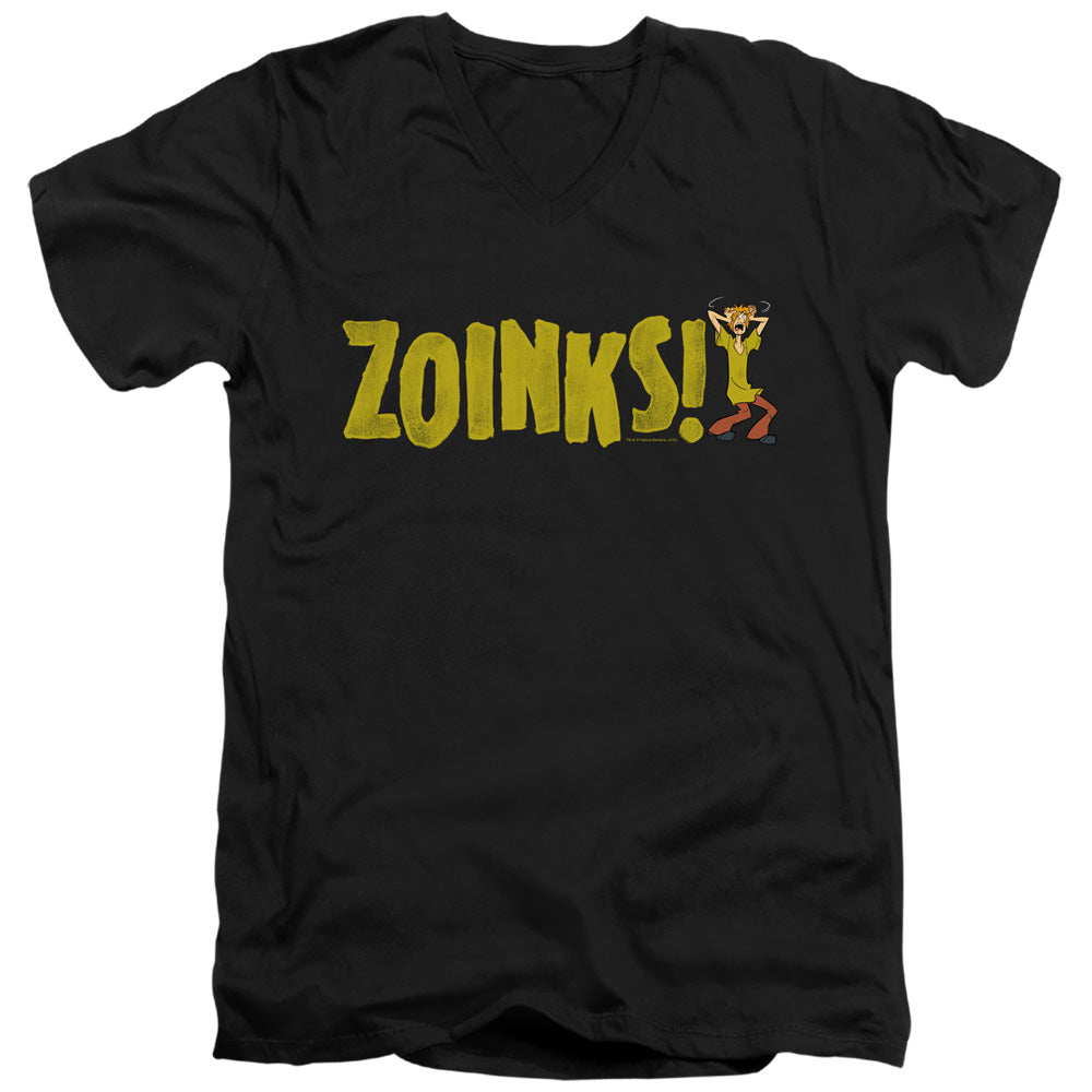 Scooby Doo Zoinks Mens Slim Fit V Neck T Shirt Black