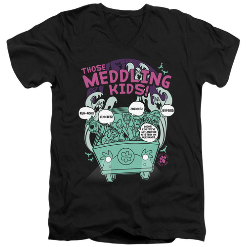 Scooby Doo Meddling Since 1969 Mens Slim Fit V Neck T Shirt Black