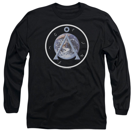 Sg1 Earth Emblem Mens Long Sleeve Shirt Black Officially Licensed